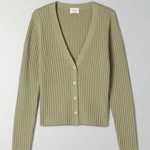 Aritzia Wilfred Manila Cardigan Sage Green Size XXS